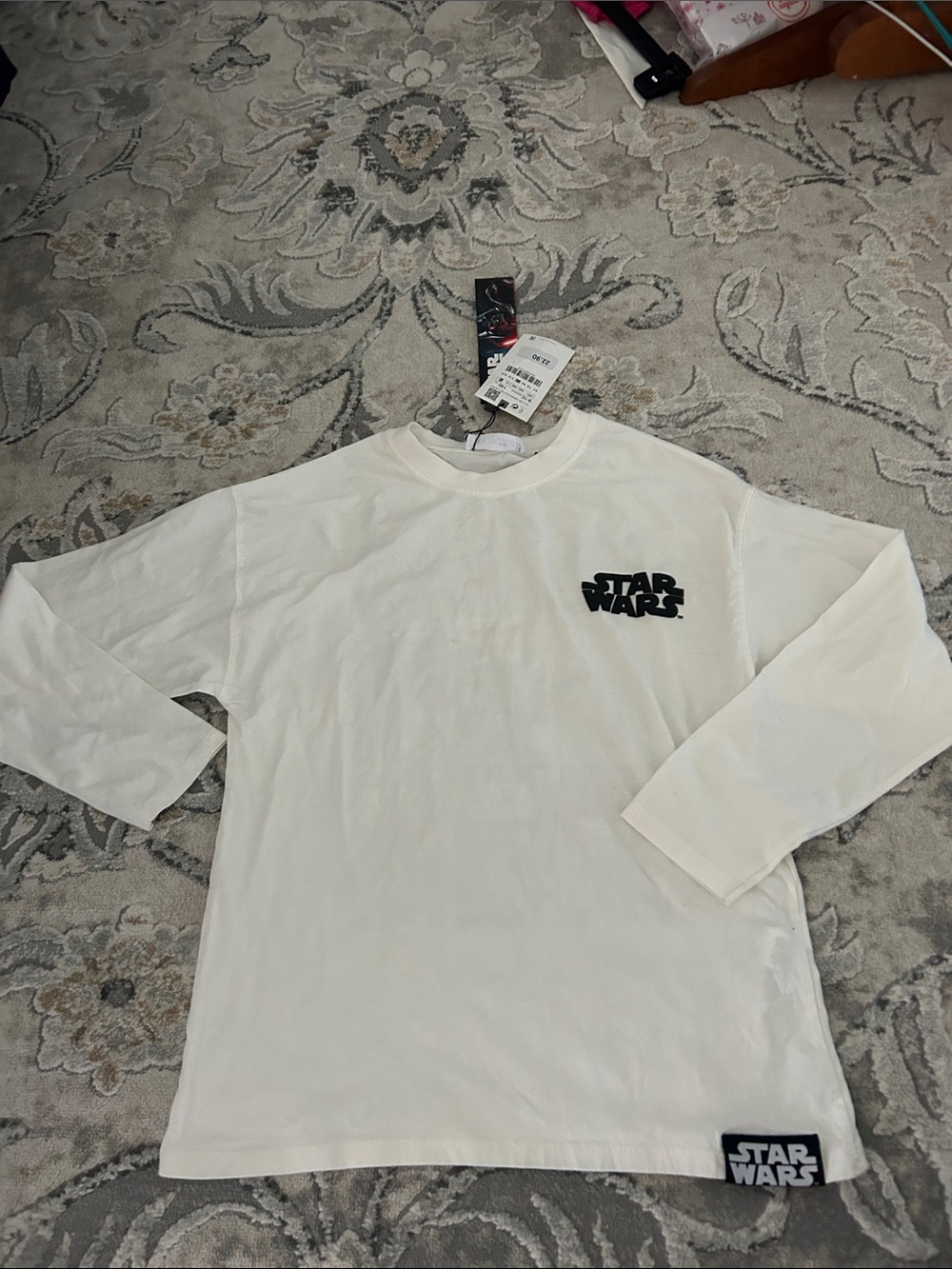 Star Wars Cream Long-Sleeve Logo comic tee